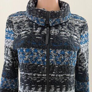 Tonia Debellis Size Medium Textured Zip Up Sweater Jacket Zipper Pockets Winter
